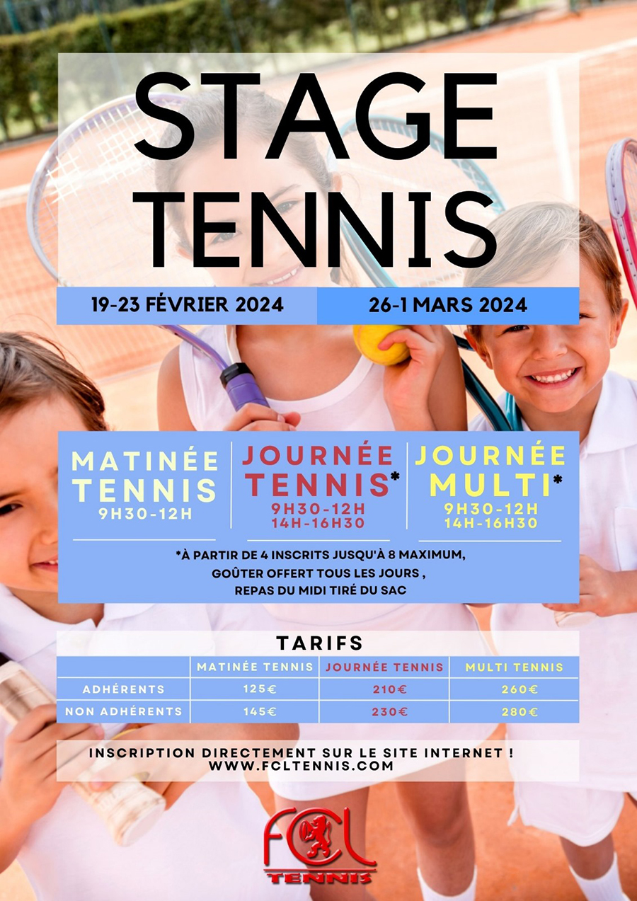 FCL Tennis : stages févier 2024